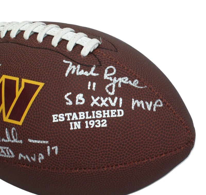 Joe Theismann/Doug Williams/Mark Rypien Triple-Inscribed Washington Commanders Wilson Super Grip Logo Football Beckett Witnessed