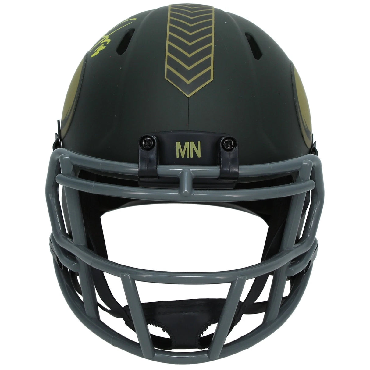 Justin Jefferson Autographed Minnesota Vikings 2025 Salute to Service Speed Mini Helmet Beckett Witnessed