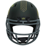 Justin Jefferson Autographed Minnesota Vikings 2025 Salute to Service Speed Mini Helmet Beckett Witnessed