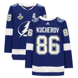 NIKITA KUCHEROV Autographed Tampa Bay Lightning Adidas Blue Jersey with 2020 Stanley Cup Final Patch FANATICS
