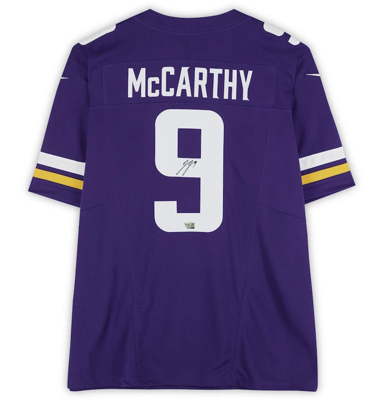 J.J. McCarthy Autographed Minnesota Vikings Purple Nike Limited Jersey Fanatics