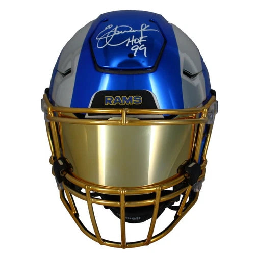 Eric Dickerson Autographed/Inscribed "HOF 99" Los Angeles Rams Custom Blue/Silver Chrome Speedflex Authentic Helmet Beckett Witnessed