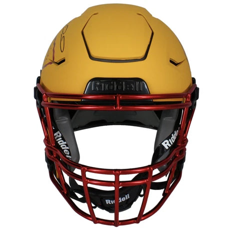 Patrick Mahomes Autographed Kansas City Chiefs Yellow Matte w/Red Chrome Inlay Speedflex Authentic Helmet LE 13/15 Beckett Witnessed