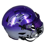 Ray Lewis Autographed Baltimore Ravens Custom Purple Chrome Speedflex Authentic Helmet Beckett Witnessed