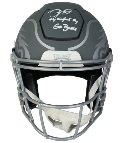 Jalen Hurts Autographed/Inscribed "Fly Eagles Fly Go Birds!" Philadelphia Eagles Slate Speedflex Authentic Helmet Fanatics LE 25