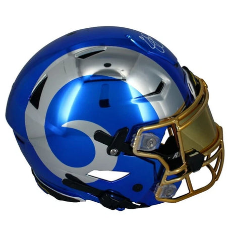 Eric Dickerson Autographed/Inscribed "HOF 99" Los Angeles Rams Custom Blue/Silver Chrome Speedflex Authentic Helmet Beckett Witnessed