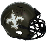 Rashid Shaheed Autographed (In Black) New Orleans Saints 2022 Salute to Service Speed Full Size Helmet Beckett Witnessed