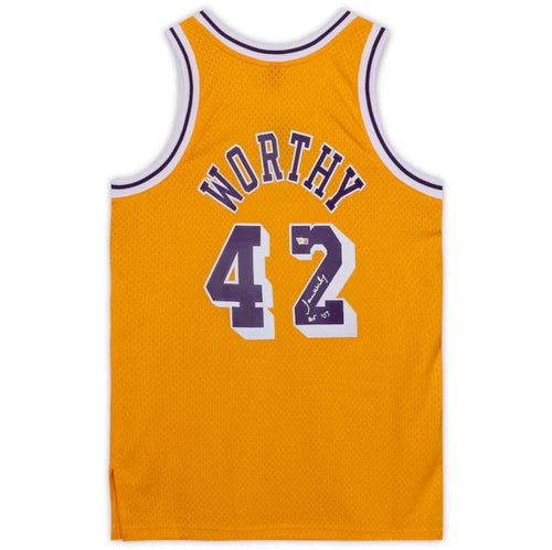 James Worthy Autographed/Inscribed "HOF '03" Los Angeles Lakers Mitchell and Ness Gold 1984-1985 Swingman Jersey Fanatics