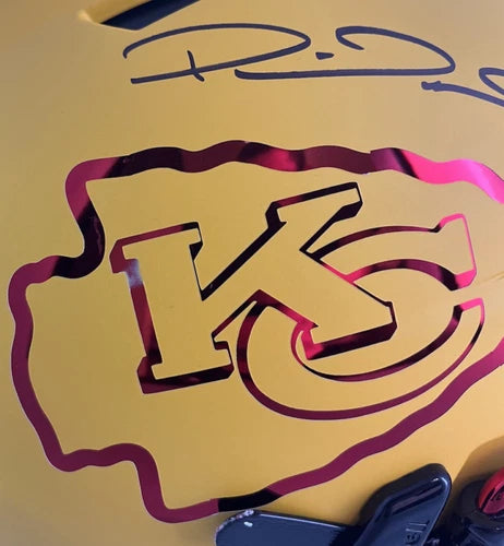 Patrick Mahomes Autographed Kansas City Chiefs Yellow Matte w/Red Chrome Inlay Speedflex Authentic Helmet LE 13/15 Beckett Witnessed