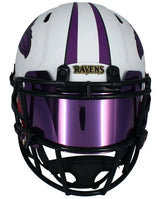 Ray Lewis Autographed Baltimore Ravens Custom Lunar Drip Speed Authentic Helmet w/Visor & 3D Bumpers Beckett Witnessed