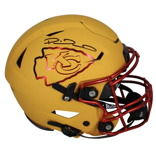 Patrick Mahomes Autographed Kansas City Chiefs Yellow Matte w/Red Chrome Inlay Speedflex Authentic Helmet LE 1/15 Beckett Witnessed