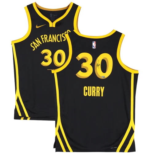 Stephen Curry Autographed Golden State Warriors Black Nike 2023-24 City Edition Swingman Jersey Beckett