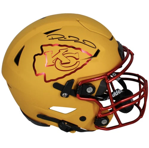 Patrick Mahomes Autographed Kansas City Chiefs Yellow Matte w/Red Chrome Inlay Speedflex Authentic Helmet LE 15/15 Beckett Witnessed