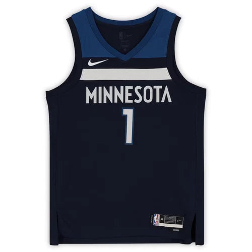Anthony Edwards Minnesota Autographed Timberwolves Navy Nike 2022-23 Icon Edition Swingman Jersey Fanatics