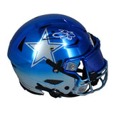 Emmitt Smith Autographed Dallas Cowboys Custom Blue Chrome Speedflex Authentic Helmet Beckett Witnessed