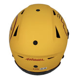 Patrick Mahomes Autographed Kansas City Chiefs Yellow Matte w/Red Chrome Inlay Speedflex Authentic Helmet LE 1/15 Beckett Witnessed