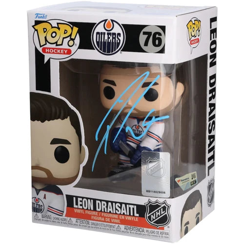 Leon Draisaitl Autographed Edmonton Oilers White Jersey Funko Pop! Vinyl Figure Fanatics