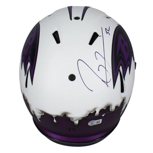 Ray Lewis Autographed Baltimore Ravens Custom Lunar Drip Speed Authentic Helmet Beckett Witnessed