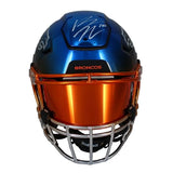 Bo Nix Autographed Denver Broncos Custom Blue/Orange Chrome Speedflex Authentic Helmet Beckett Witnessed