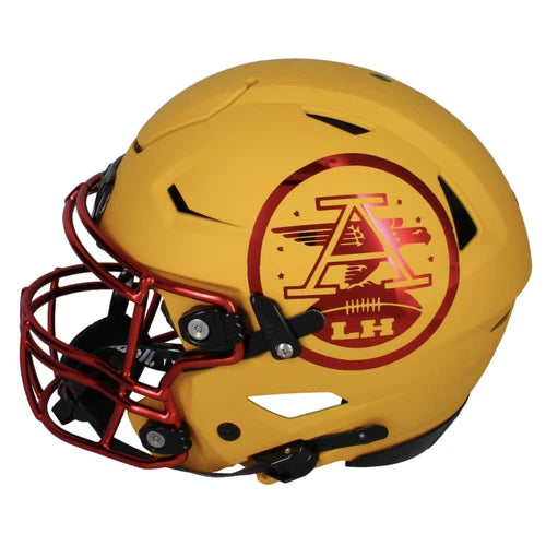 Patrick Mahomes Autographed Kansas City Chiefs Yellow Matte w/Red Chrome Inlay Speedflex Authentic Helmet LE 13/15 Beckett Witnessed