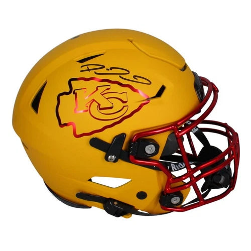 Patrick Mahomes Autographed Kansas City Chiefs Yellow Matte w/Red Chrome Inlay Speedflex Authentic Helmet LE 15 Beckett Witnessed