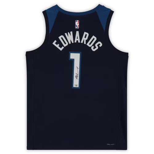 Anthony Edwards Minnesota Autographed Timberwolves Navy Nike 2022-23 Icon Edition Swingman Jersey Fanatics