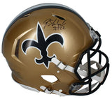 Rashid Shaheed Autographed New Orleans Saints 1976-99 Throwback Speed Authentic Helmet Beckett Witnessed