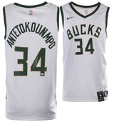 Giannis Antetokounmpo Milwaukee Bucks Autographed Nike White Association Swingman Jersey