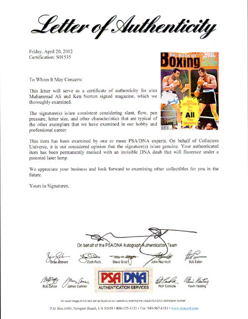 Muhammad Ali & Ken Norton Autographed Big Book Of Boxing Magazine Cover PSA/DNA #S01535