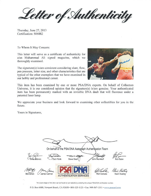 Muhammad Ali Autographed Sports Illustrated Magazine PSA/DNA #S06882