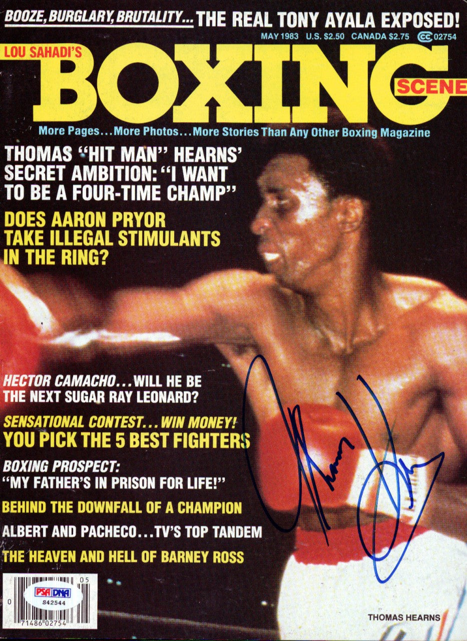 Thomas "Hitman" Hearns Autographed Boxing Scene Magazine Cover PSA/DNA #S42544