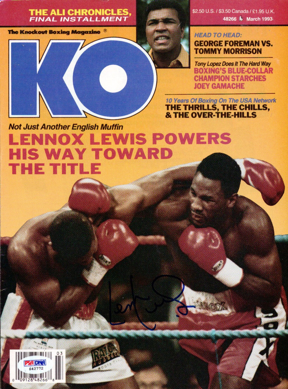 Lennox Lewis Autographed KO Boxing Magazine Cover PSA/DNA #S42772