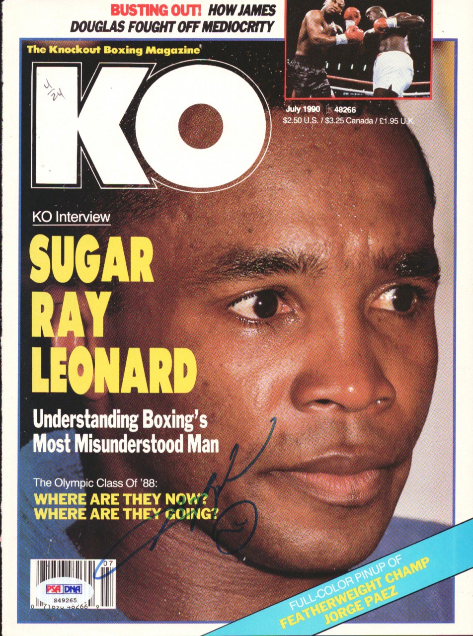 Sugar Ray Leonard Autographed KO Boxing Magazine Cover PSA/DNA #S49265