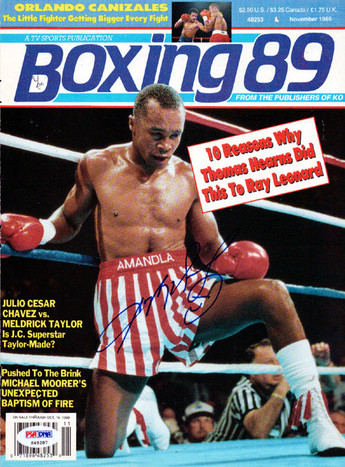 Sugar Ray Leonard Autographed Boxing '89 Magazine Cover PSA/DNA #S49287