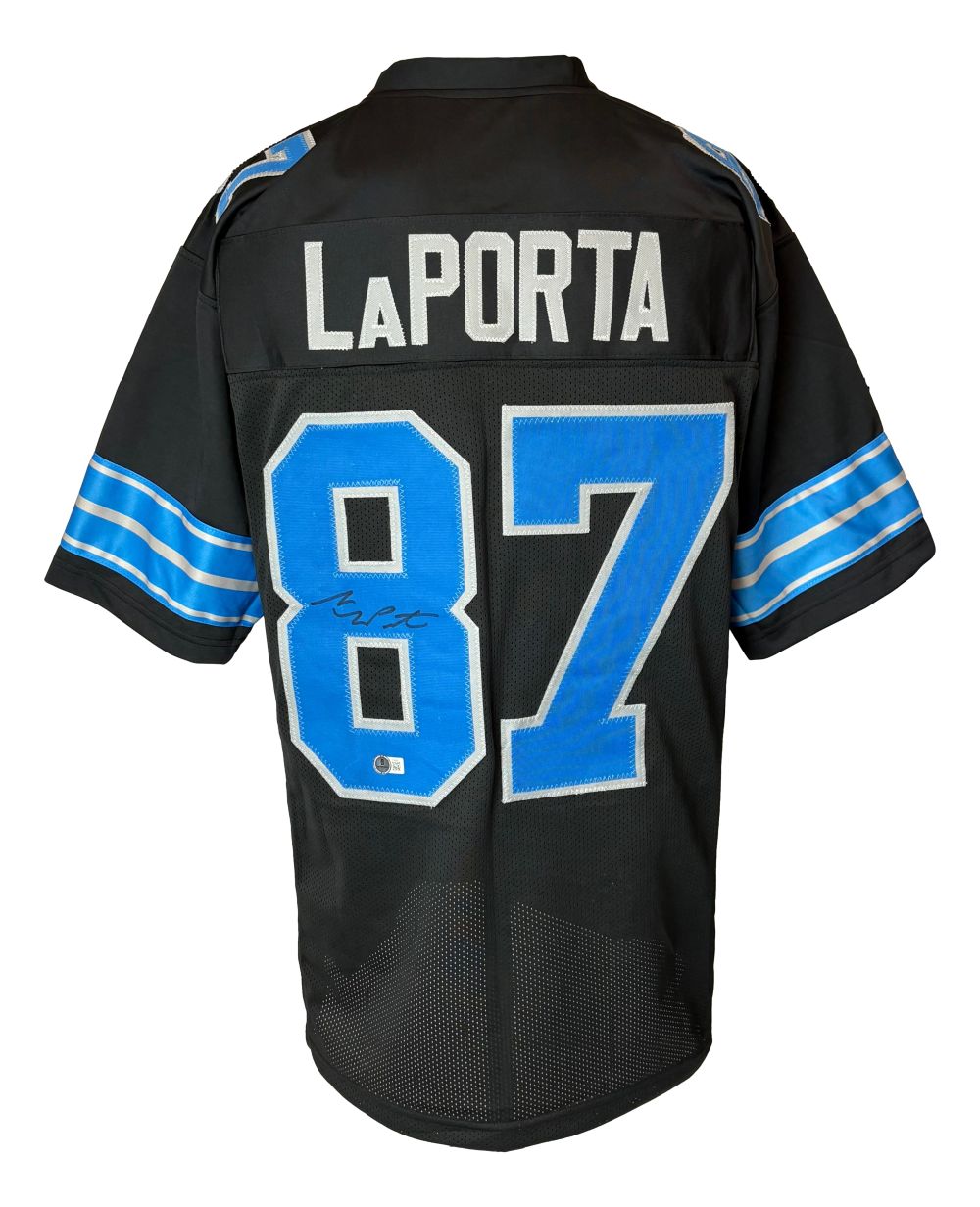 Sam LaPorta Detroit Signed Black Football Jersey BAS ITP