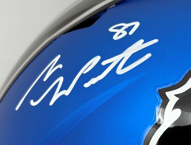 Sam LaPorta Signed Detroit Lions FS Alternate Blue Speed Replica Helmet BAS ITP