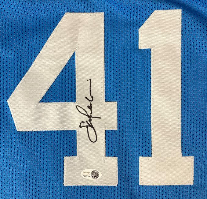 Sam Perkins North Carolina Signed Blue Basketball Jersey JSA QR Hologram