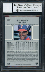 Sammy Sosa Signed 1990 Leaf #220 White Sox Rookie Card BAS Auto 10