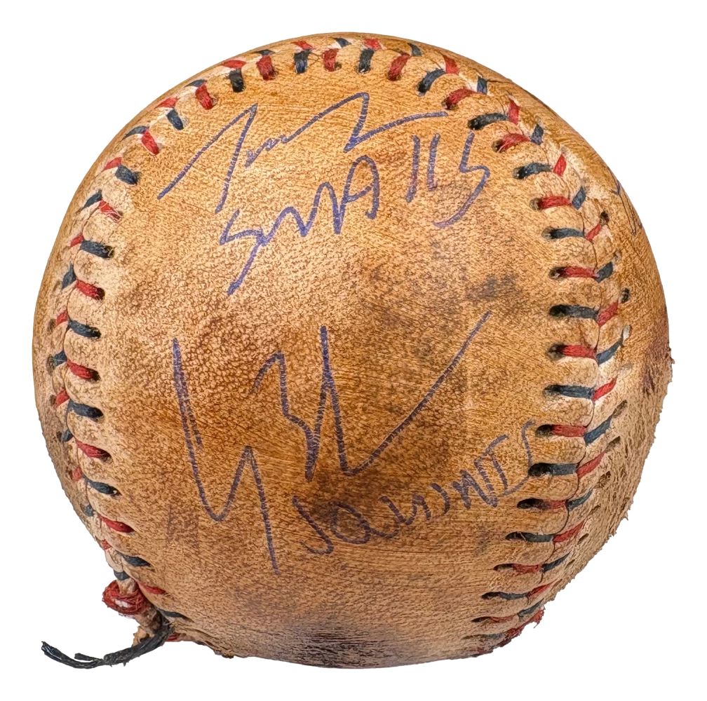 The Sandlot Cast (8) Signed Baseball w/ Facsimile Babe Ruth Autograph BAS