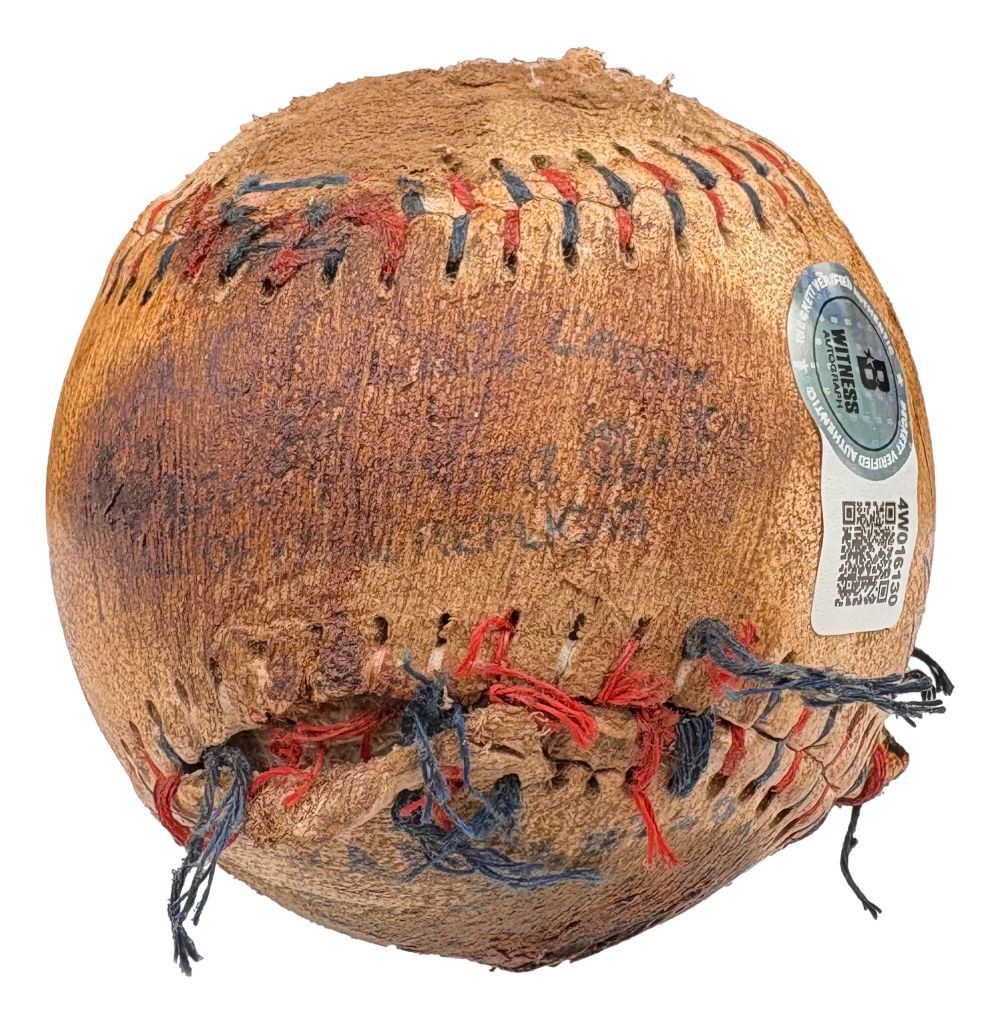 The Sandlot Cast (8) Signed Baseball w/ Facsimile Babe Ruth Autograph BAS