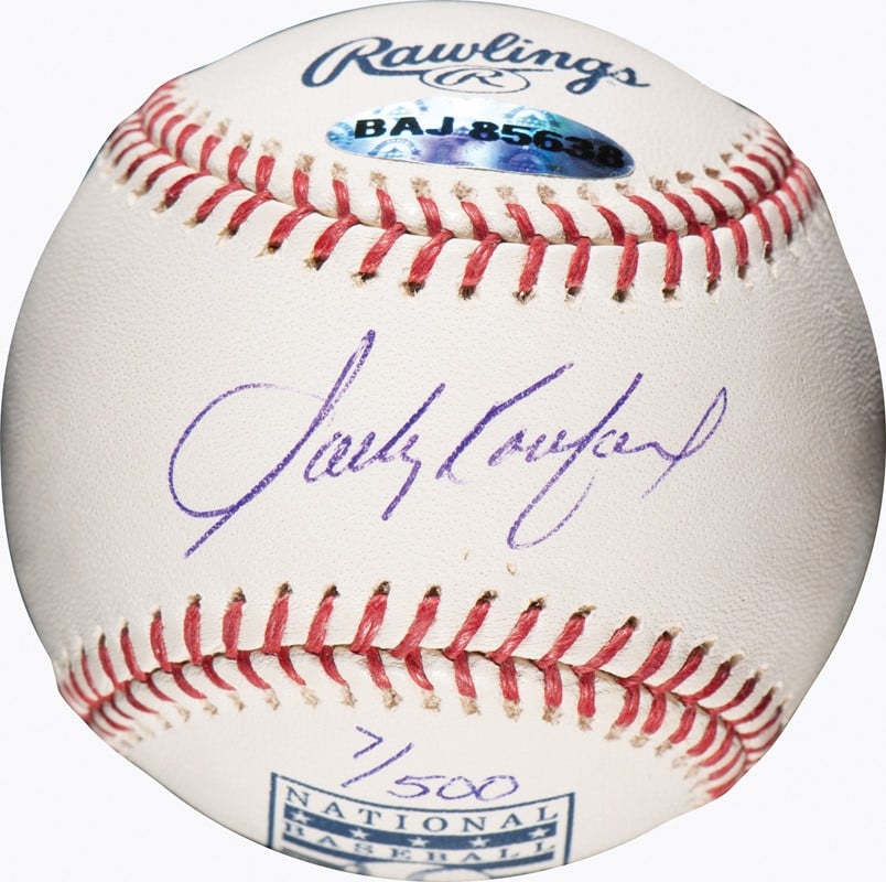 Sandy Koufax Brooklyn Dodgers Signed Official Hall Of Fame Logo Baseball UDA