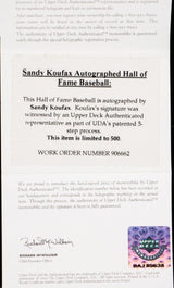 Sandy Koufax Brooklyn Dodgers Signed Official Hall Of Fame Logo Baseball UDA