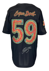 The Saquon Barkley Signed Philadelphia Eagles Super Bowl 59 LIX Nike Limited Jersey by Sports Integrity features jeweled SB letters on the back, a large jeweled 59 in red/yellow, autograph below the number, and sleeve patches.