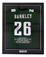 Saquon Barkley Philadelphia Signed Framed Green Stat Football Jersey PSA/DNA