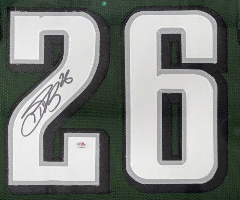 Saquon Barkley Philadelphia Signed Framed Green Stat Football Jersey PSA/DNA