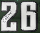 Saquon Barkley Philadelphia Signed Framed Green Stat Football Jersey PSA/DNA