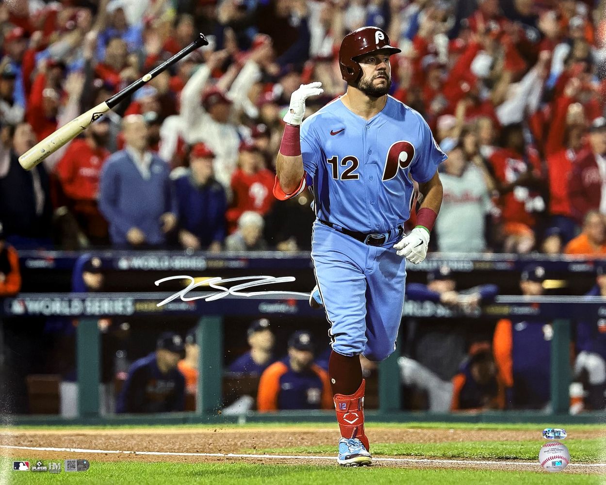 Kyle Schwarber Signed 16x20 Philadelphia Philles Light Blue Jersey Photo SI+Hunt
