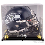 Fanatics Seattle Seahawks Black Base & Gold Risers Display Case For Full Size Helmets With Team Logo & Mirror Stock #162364