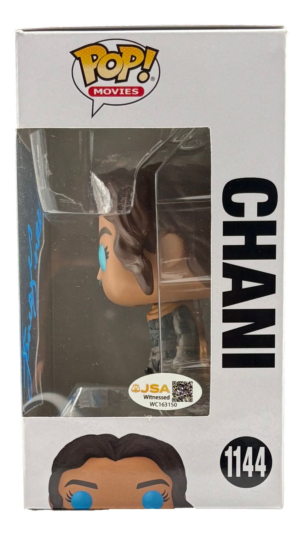 Sean Young signed Dune Chani Funko Pop #1144 by Sports Integrity, shown in its original box with a JSA QR hologram for authenticity.