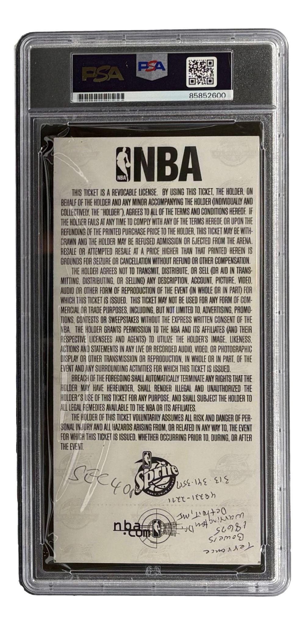 Shaquille O'Neal Lakers Signed 2001 NBA All-Star Game Ticket PSA/DNA Auto 10